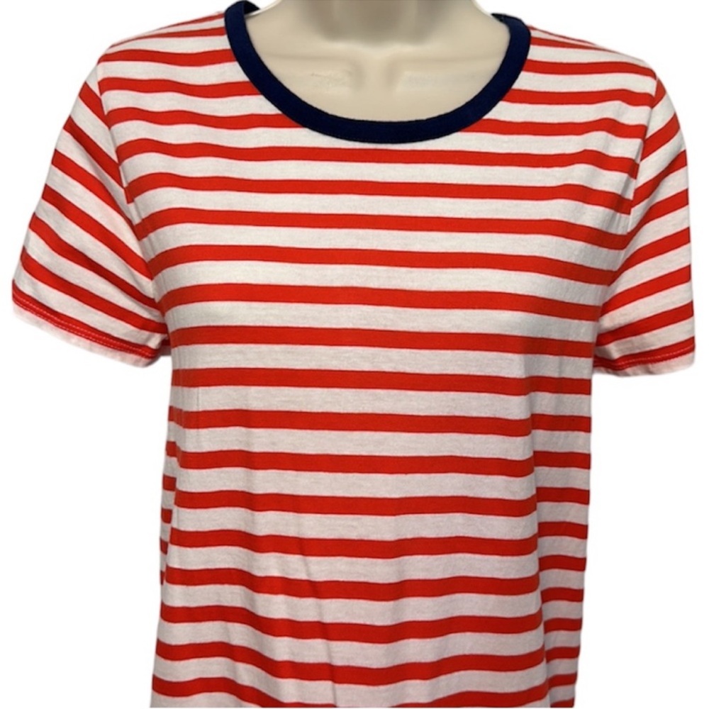 J. Crew Red & White Striped Tee Shirt Dress - Picture 4 of 6